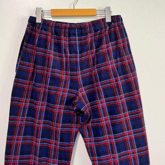 Tommy Hilfiger Sleepwear Plaid Fleece Pajama Pants Blue Red S Cozy Lounge - Picture 12 of 13